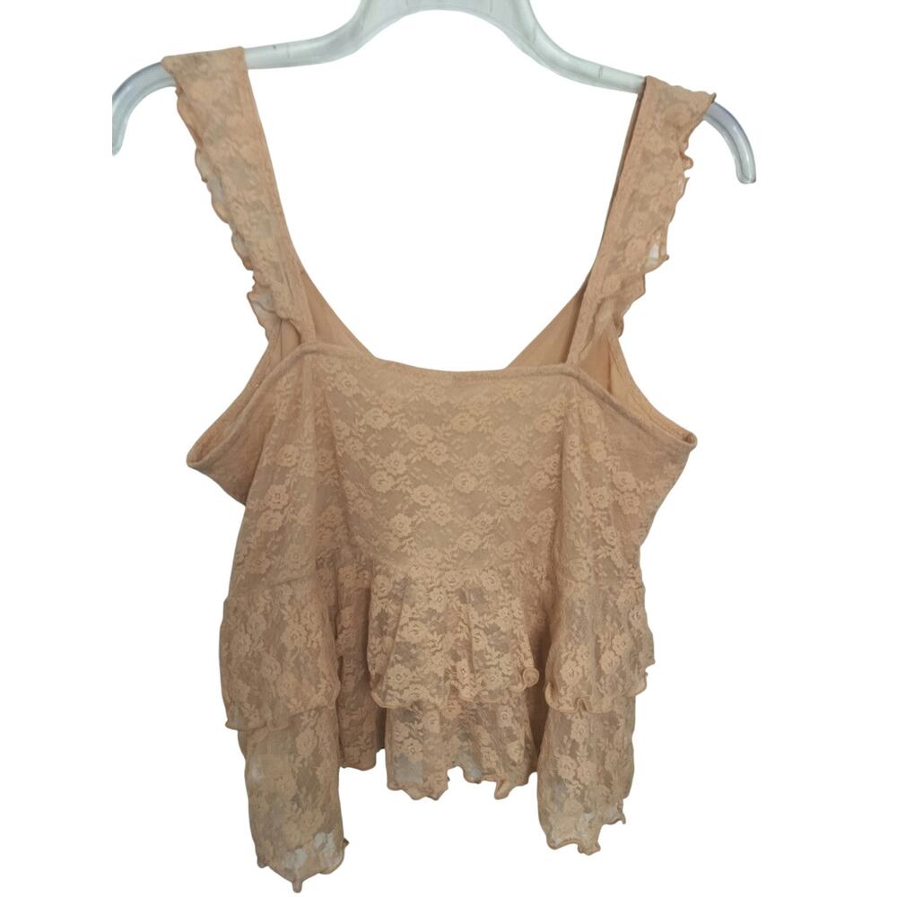 5310) Old Navy Thistle Y2K Coquette Lace Ruffle Tiered Babydoll Tank Top Large - Picture 3 of 8